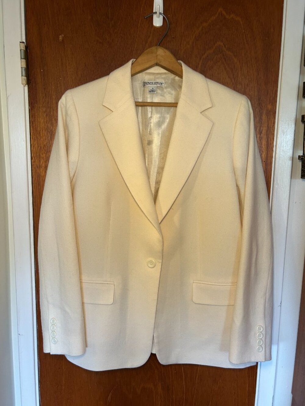 Vintage Pendleton 100% Virgin Wool Blazer - Winter White - Picture 14 of 16